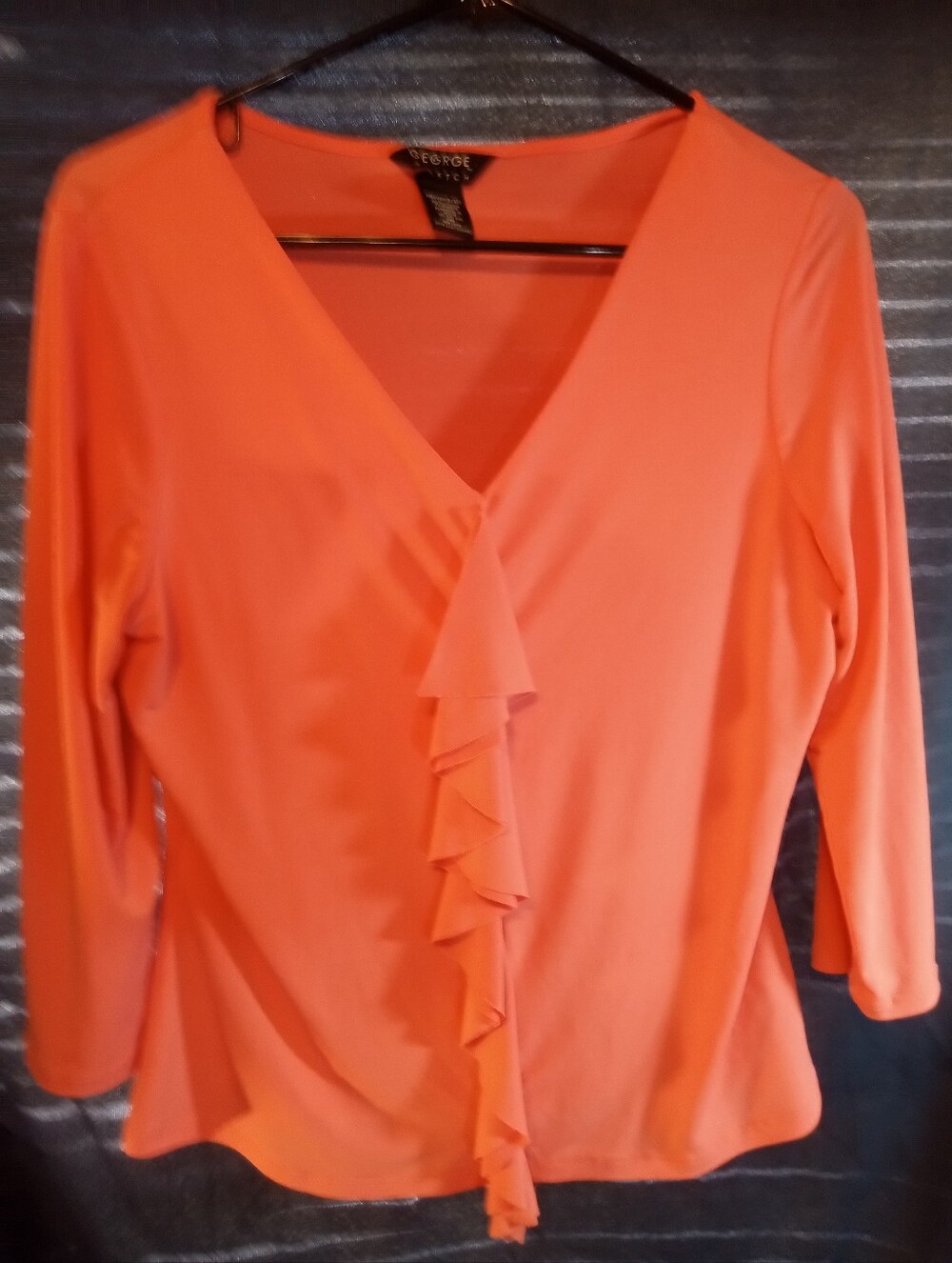 George Bright Coral Ruffle V-Neck Blouse